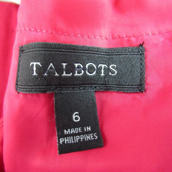Talbots Dress Womens Size 6 Red Short Sleeve Pleated Modest Minimalist Work - Picture 2 of 9